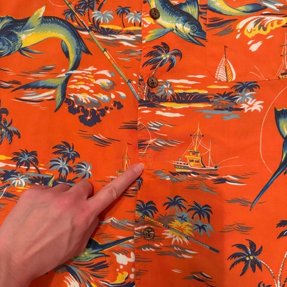Polo Ralph Lauren Orange Swordfish Tropical Coastal Button Down Shirt Size Large - Picture 9 of 14